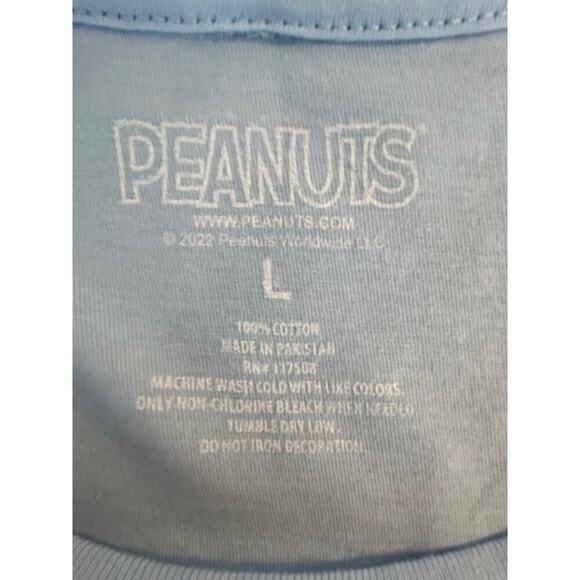 Snoopy Astronaut Sky Blue T-Shirt By Peanuts Large 100% Cotton Crewneck Unisex - Picture 3 of 6